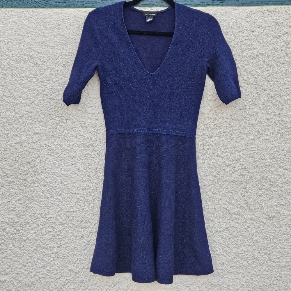 Club Monaco Lurelle sweater dress navy metallic fit and flare small